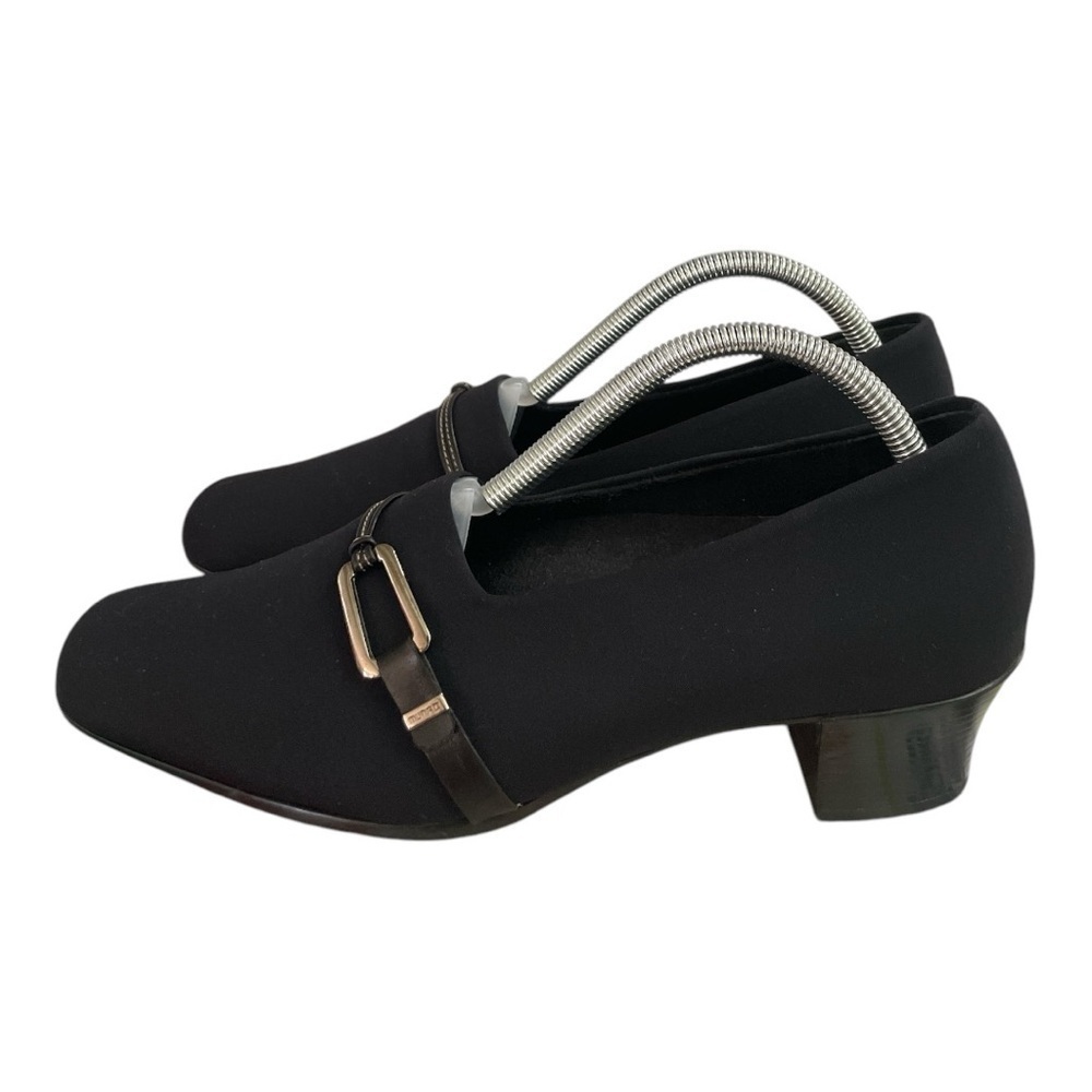 MUNRO Cindi Black Leather & Stretch Fabric Pump Slip-on Shoes
Size 10W